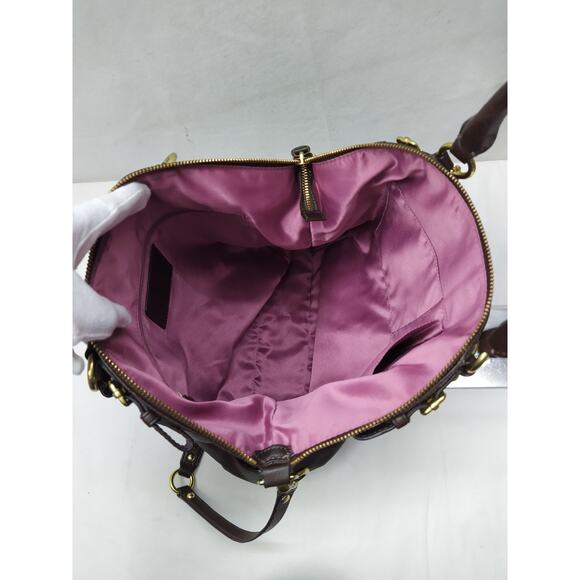 Coach Madison Brown Leather Double Handles Zipper Closure Satchel Bag - Picture 10 of 16